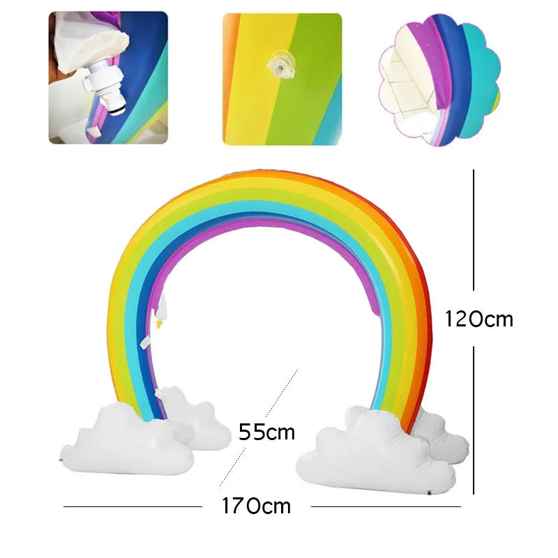 170*120*55cm Summer Outdoor Garden Lawn Small Rainbow Door Bridge Inflatable Sprinkle Spray Water Play Toy Game For Small Kids