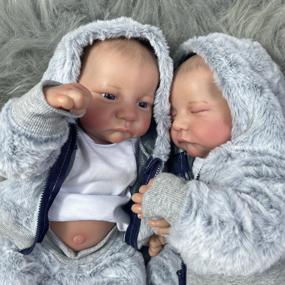 17inch Levi Twins Reborn Baby Doll Full Vinyl Body Washable Boy or Girls 3D Painted Skin Visible Veins Newborn Doll Toy Figure